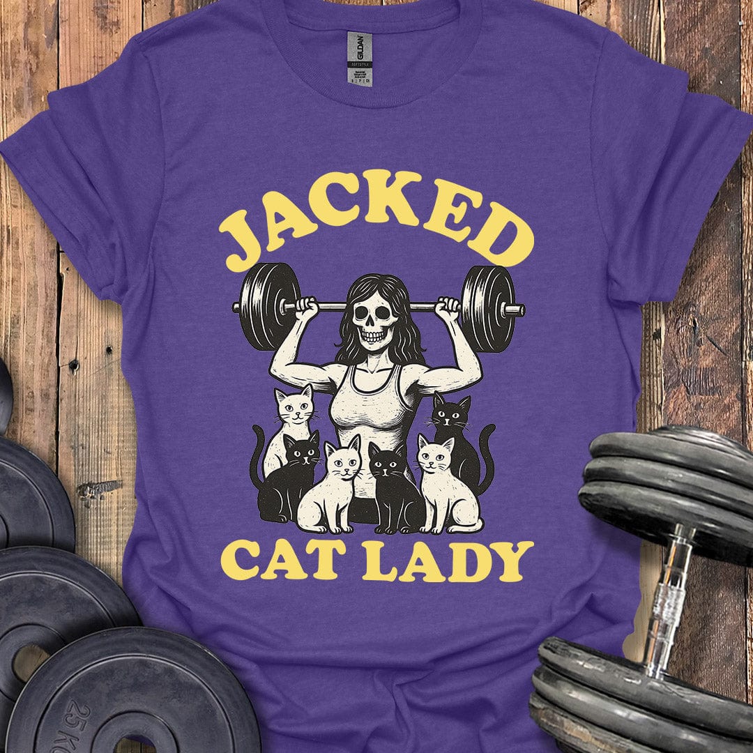 Jacked Cat Lady Skeleton T-Shirt