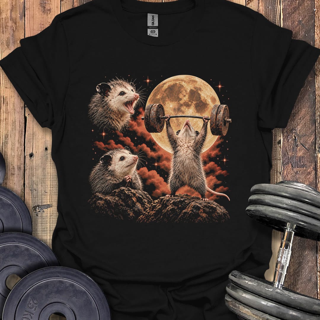 Lifting Opossum Moon T-Shirt
