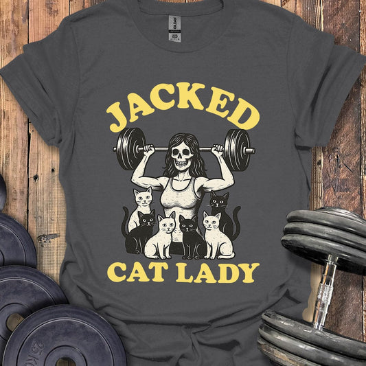 Jacked Cat Lady Skeleton T-Shirt